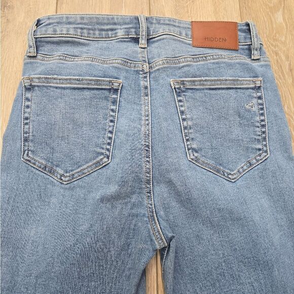 Hidden Los Angeles Blue Jeans Super High Waisted Skinny Frayed Hem Side Slit 27 - Picture 11 of 12